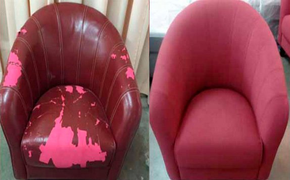 мягкое кресло до и после обивки