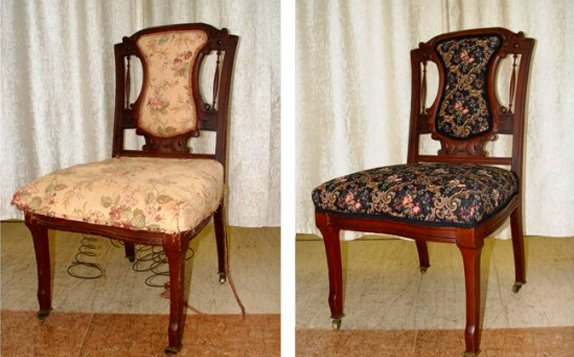переобивка стула до и после